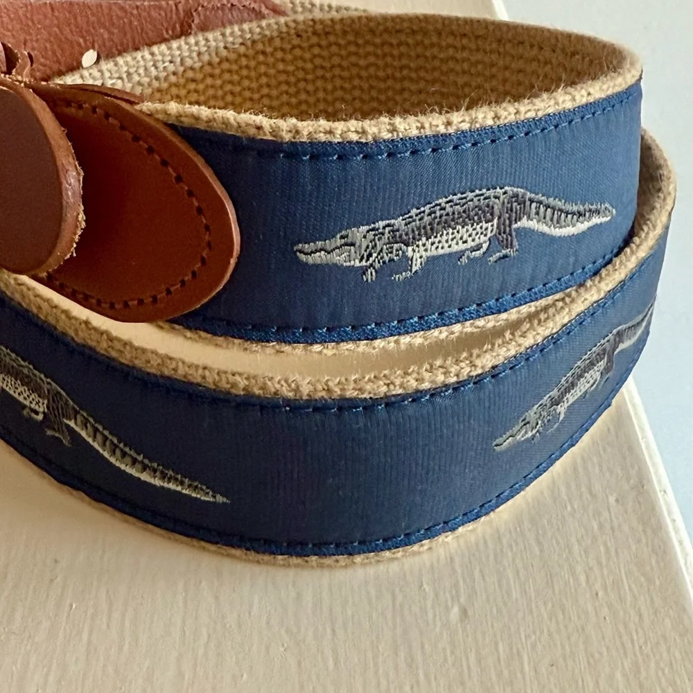 Kids' Crocodile Print Belt with Gold Buckle
